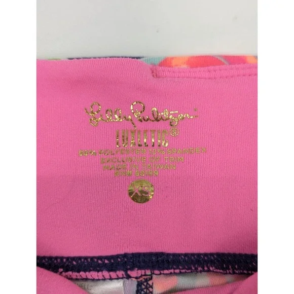 Lilly Pulitzer Luxletic Leggings Womans XS Pink Tropical Capri Performance - Picture 5 of 7
